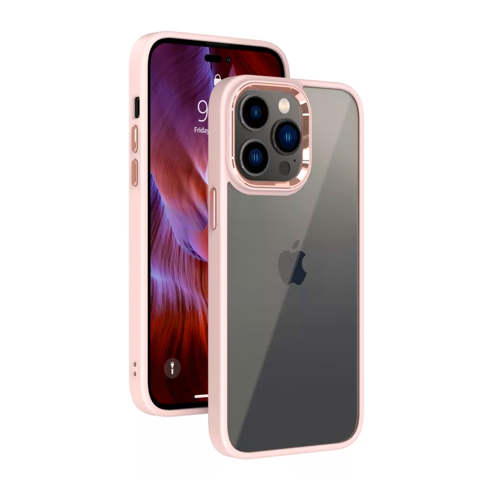 Metal Camera Lens Protection Clear PC Shockproof Case Cover for iPhone 14-Wine