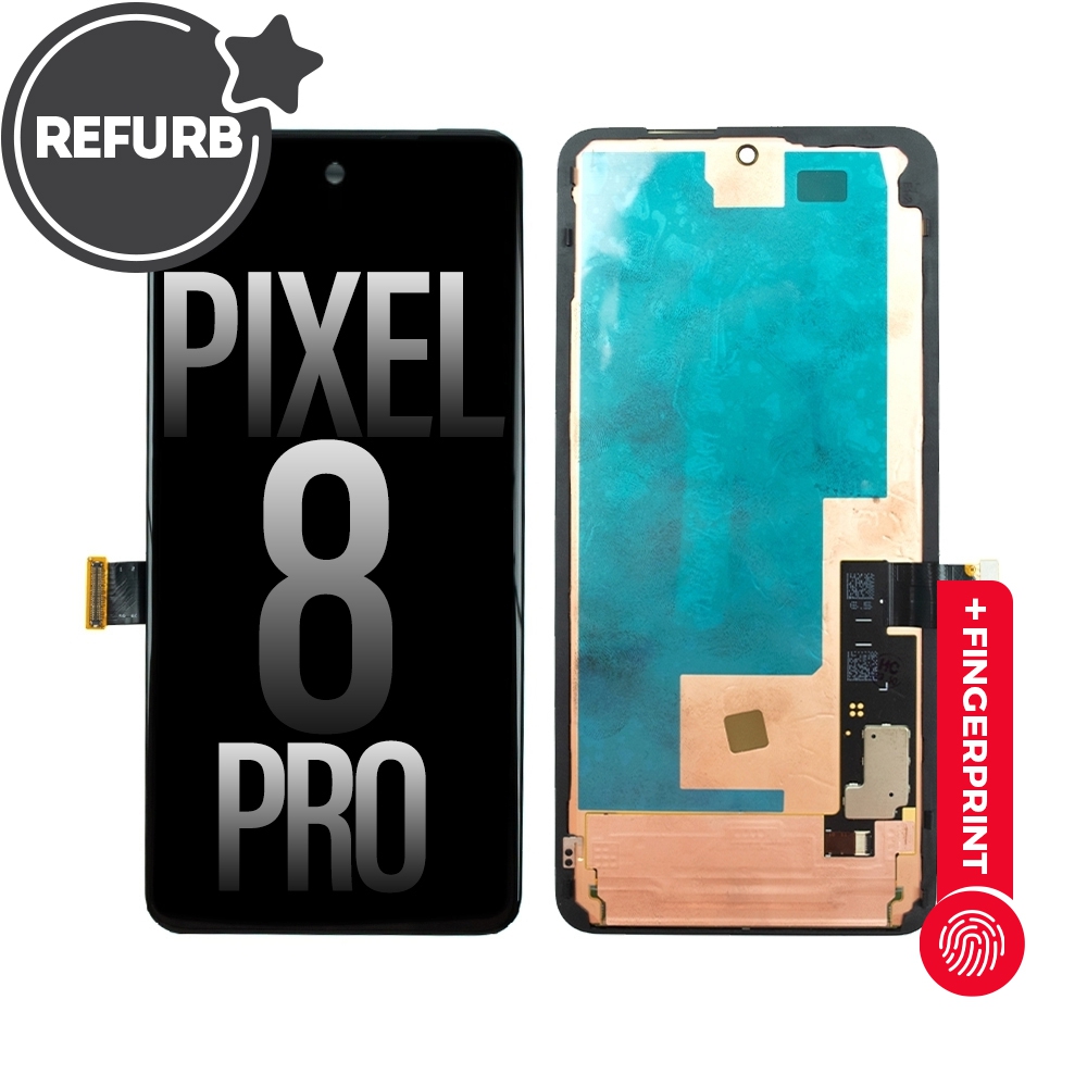 FULL ORIGINAL OLED Assembly Replacement with Bezel Frame and Fingerprint Sensor for Google Pixel 8 Pro-Black