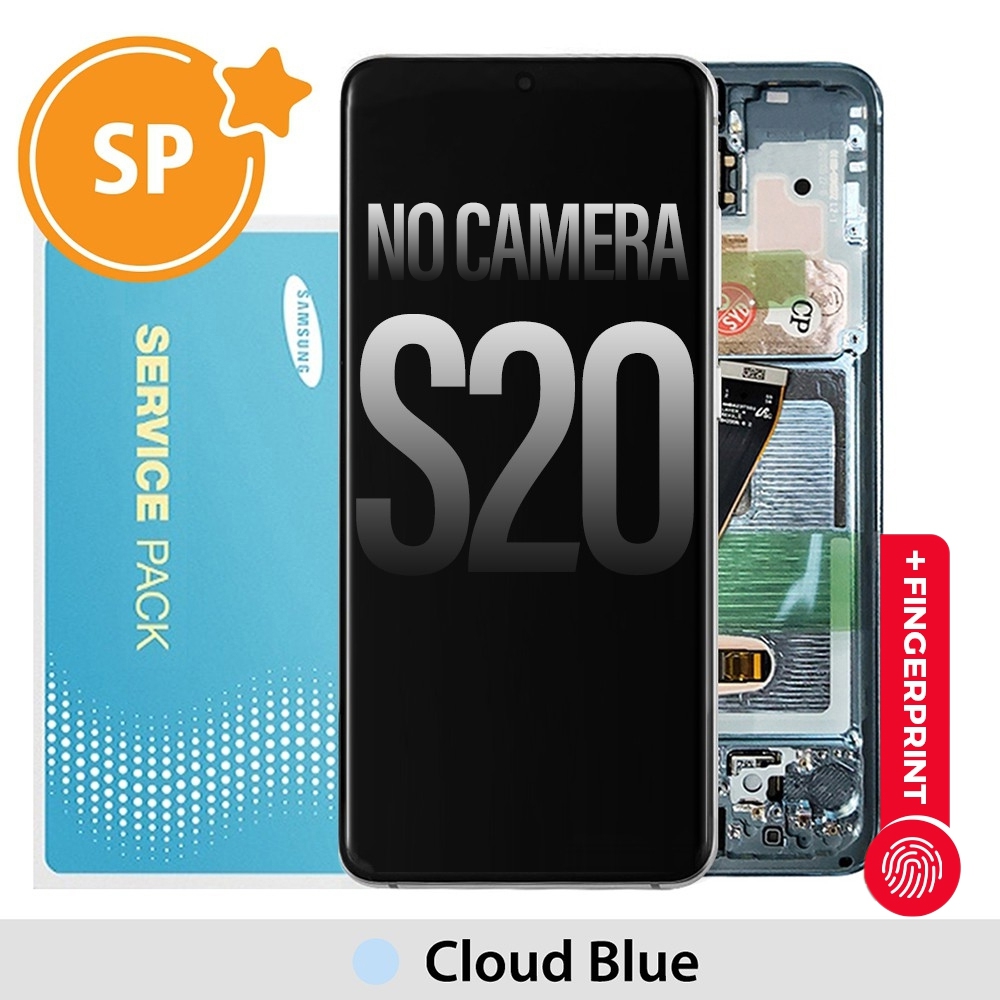 Samsung Galaxy S20 G980 OLED Screen Replacement with Frame GH82-22131D/GH82-22123D/GH82-31432D (Service Pack)-Cloud Blue