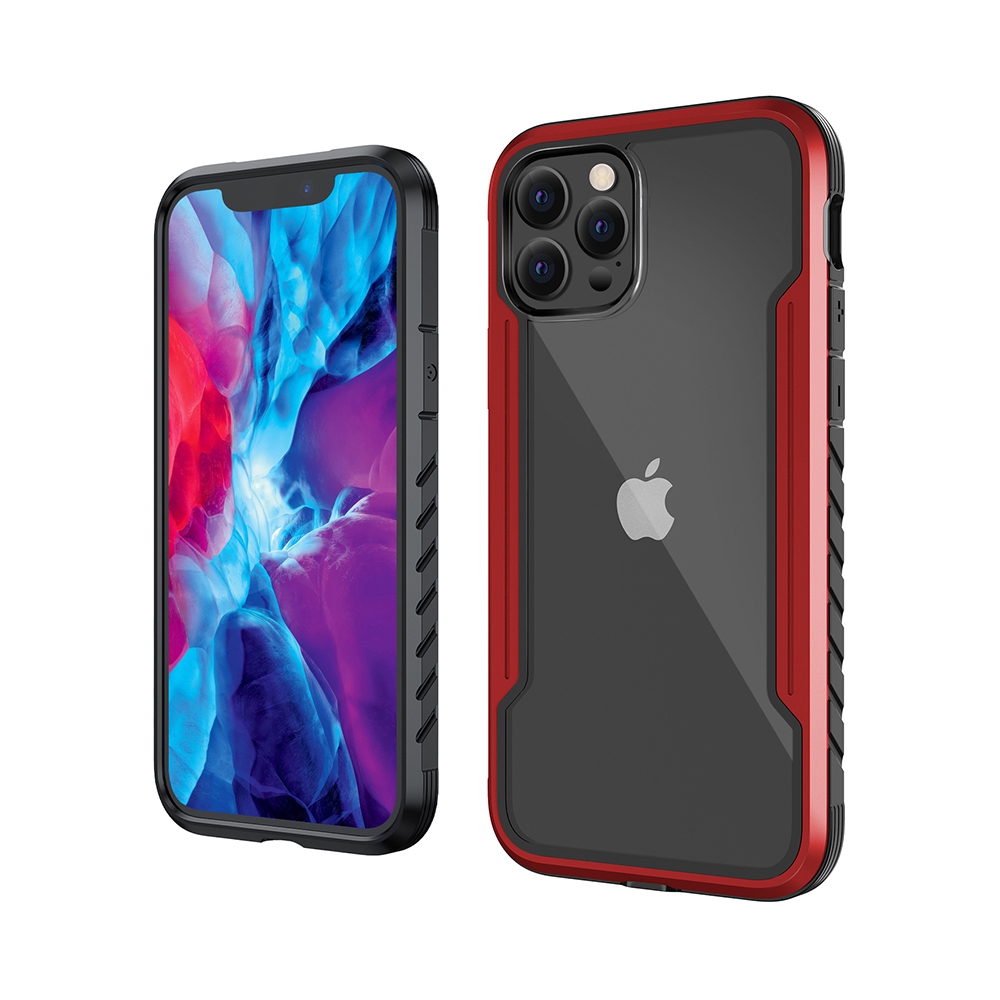 Re-Define Shield Shockproof Heavy Duty Armor Case Cover for iPhone 12 Pro Max (6.7'')-Black+Red