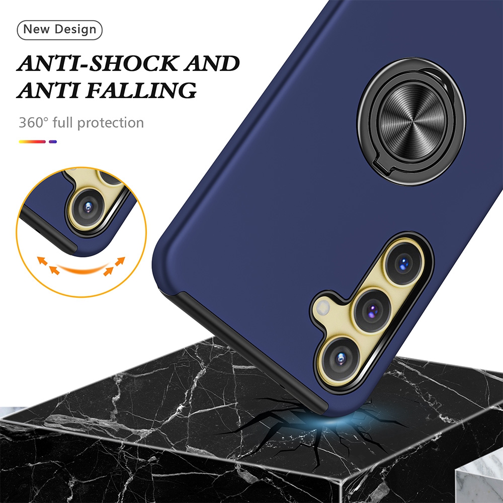 Magnetic Ring Holder Shockproof Cover Case for Samsung Galaxy S24 / S25-Black
