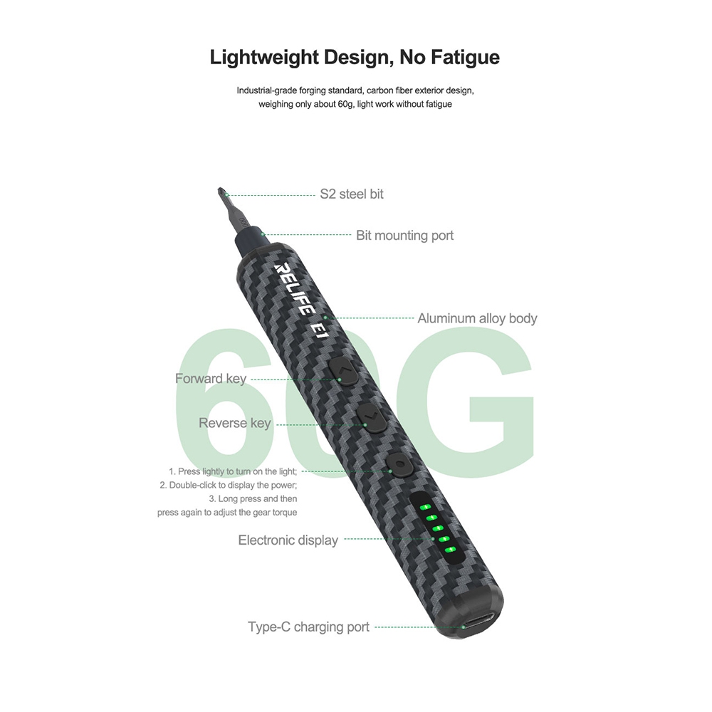 RELIFE E1 Carbon Fiber Electric Screwdriver Set