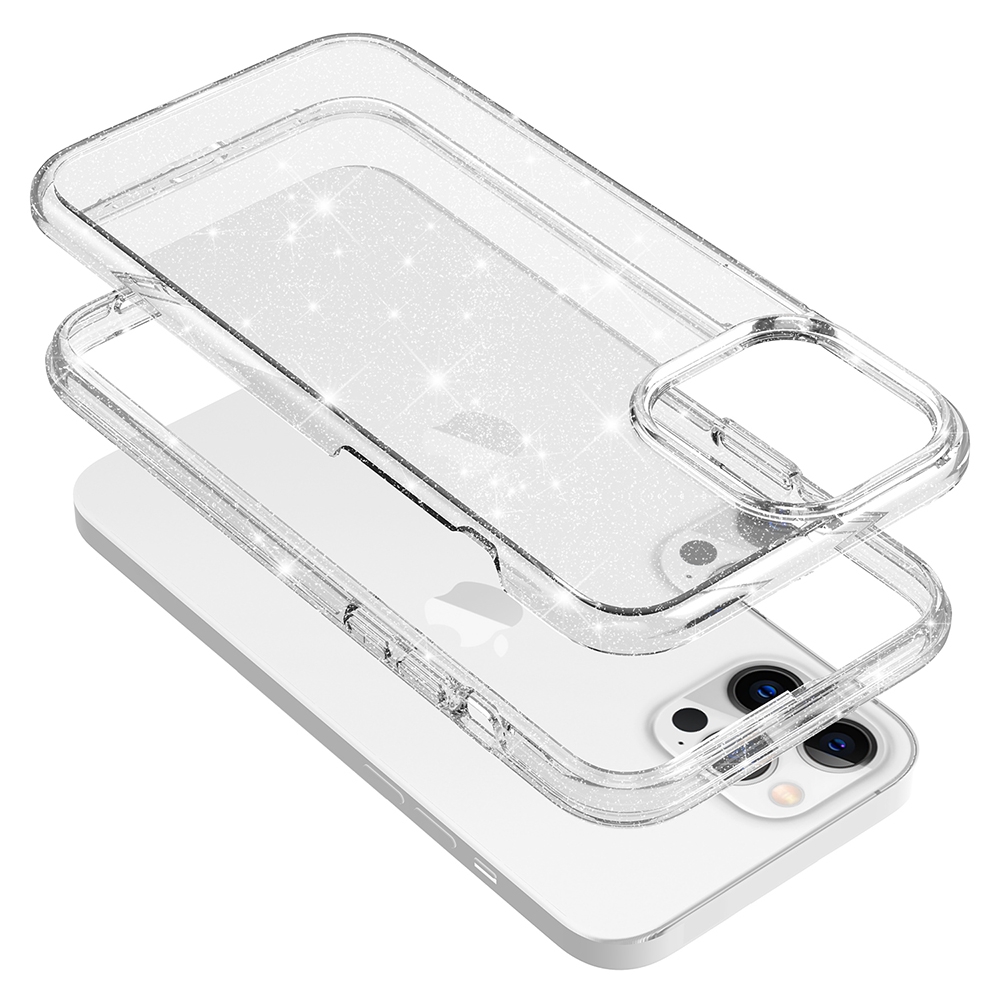 Ultimate Glitter Shockproof Case Cover for iPhone 13 Pro Max-Clear Black