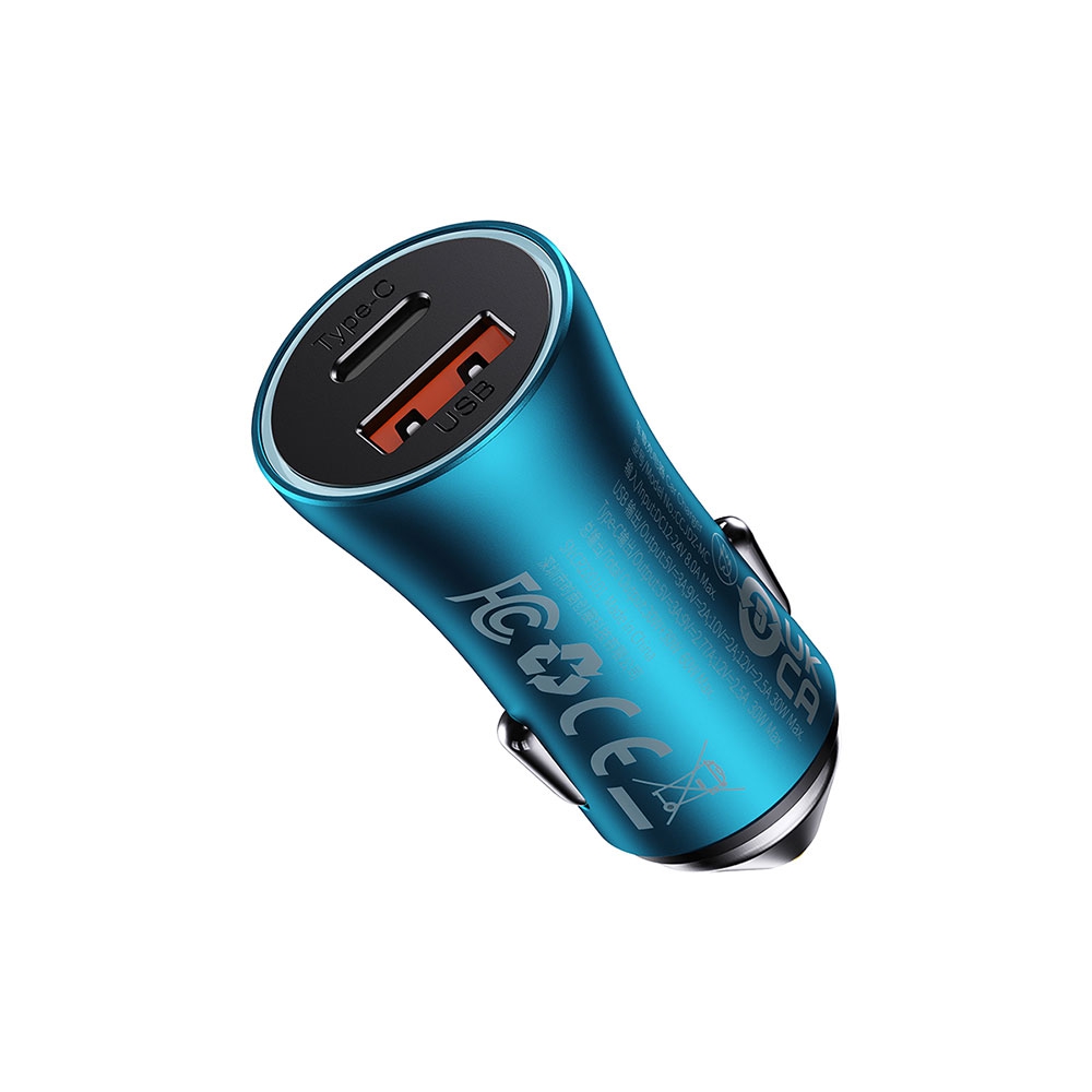 Baseus Car Charger Golgen Contactor Max-USB+Type U+C 60W -Blue