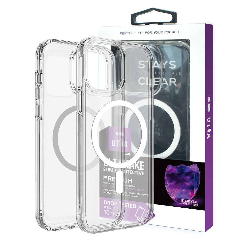 UTIA Ultimake Shockproof Transparent Magsafe Cover Case for iPhone 16 Pro-Black