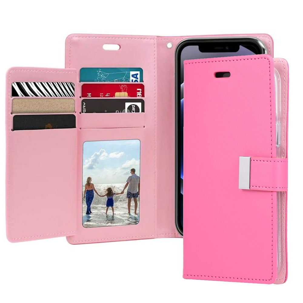 Mercury Rich Diary Case for iPhone 16-Rose Gold