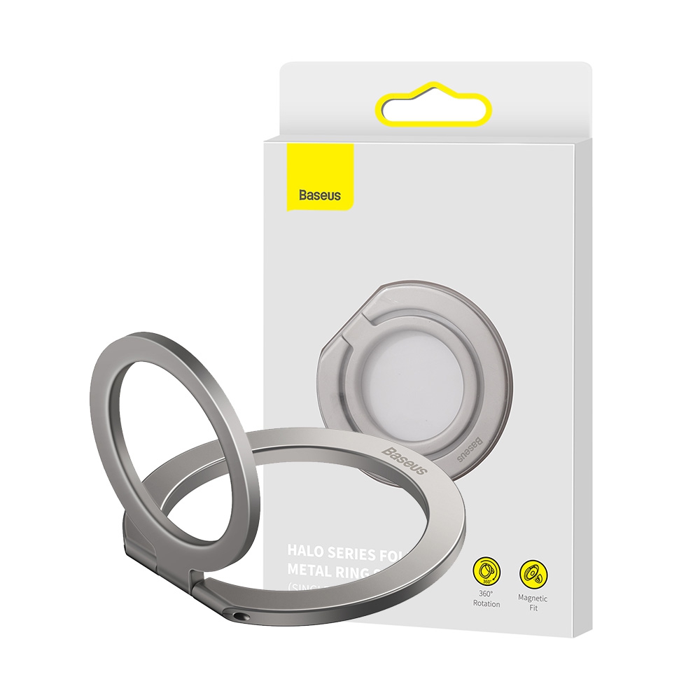 Baseus Halo Series Foldable Metal Ring Stand (Single-ring)-Grey