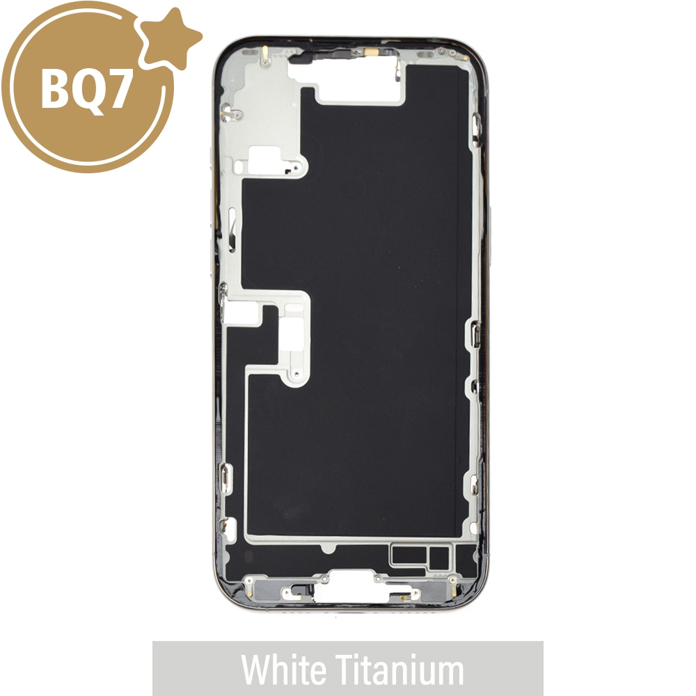 BQ7 Chassis Mid Frame Cover Replacement Assembly for iPhone 16 Pro Max-White Titanium (With SIM Tray Version)