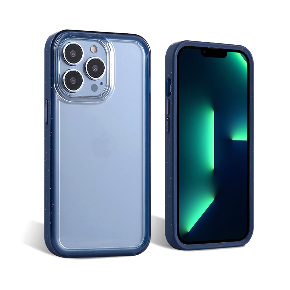 Shockproof Corner Bumper Tract Clear Case for iPhone 13-Navy