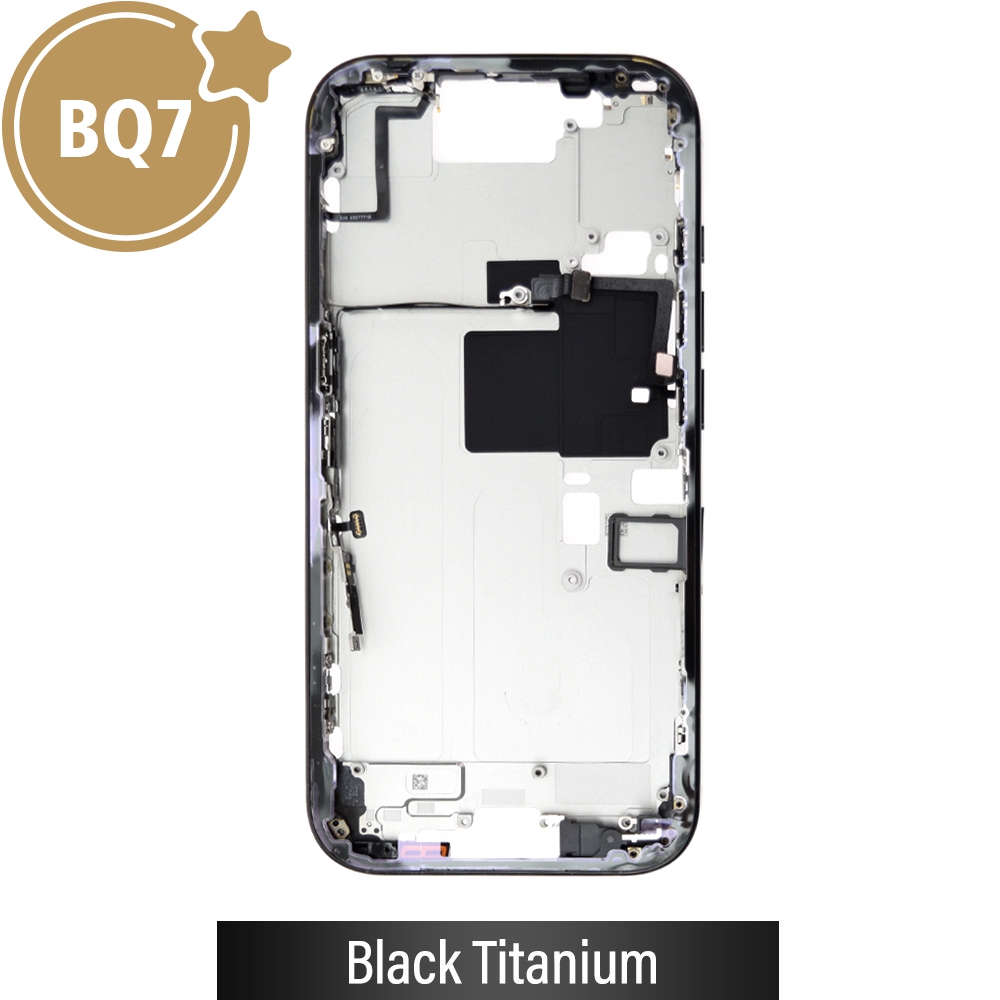 BQ7 Chassis Mid Frame Cover Replacement Assembly for iPhone 16 Pro-Black Titanium (With SIM Tray Version)