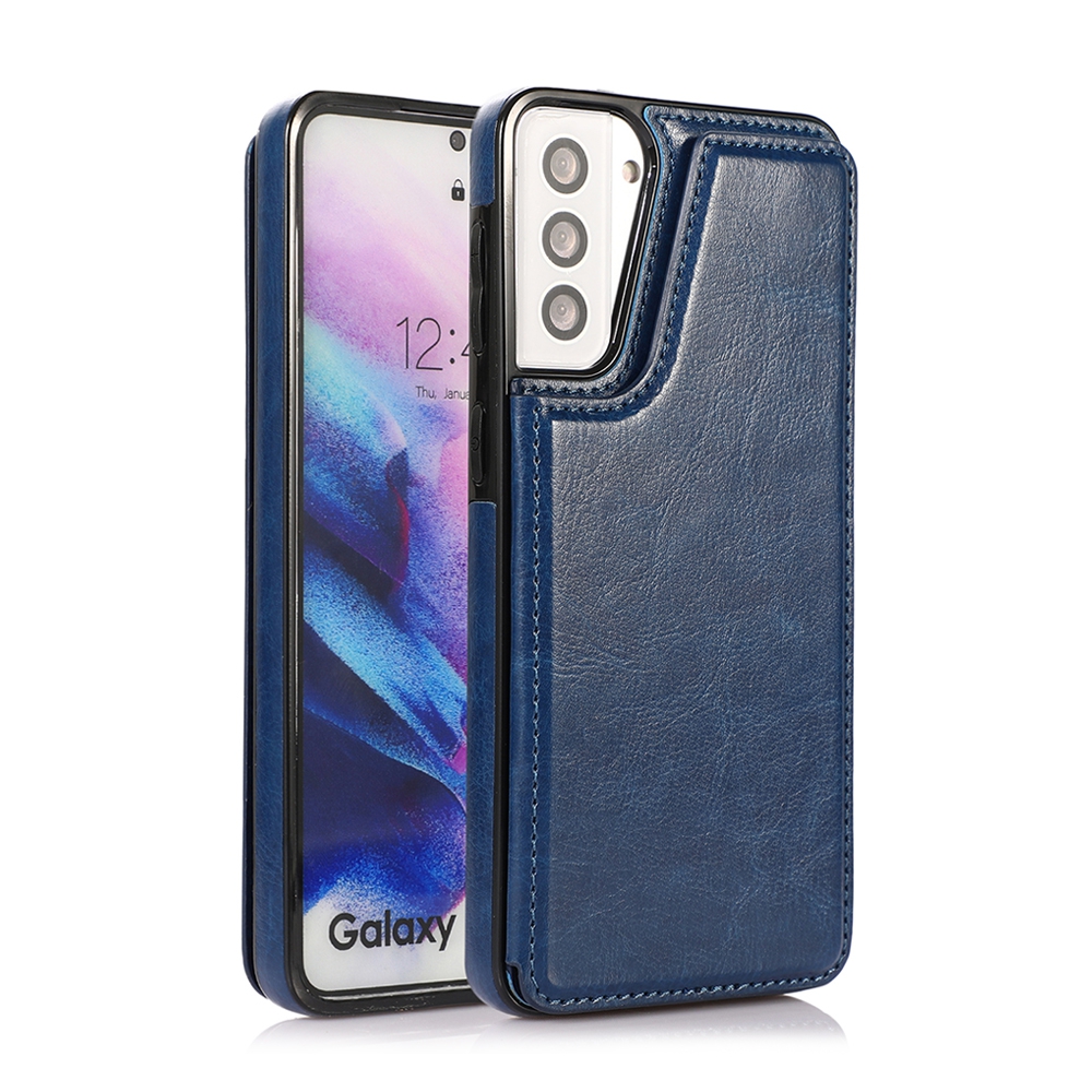 Back Flip Leather Wallet Cover Case for Samsung Galaxy S21 Plus-Red