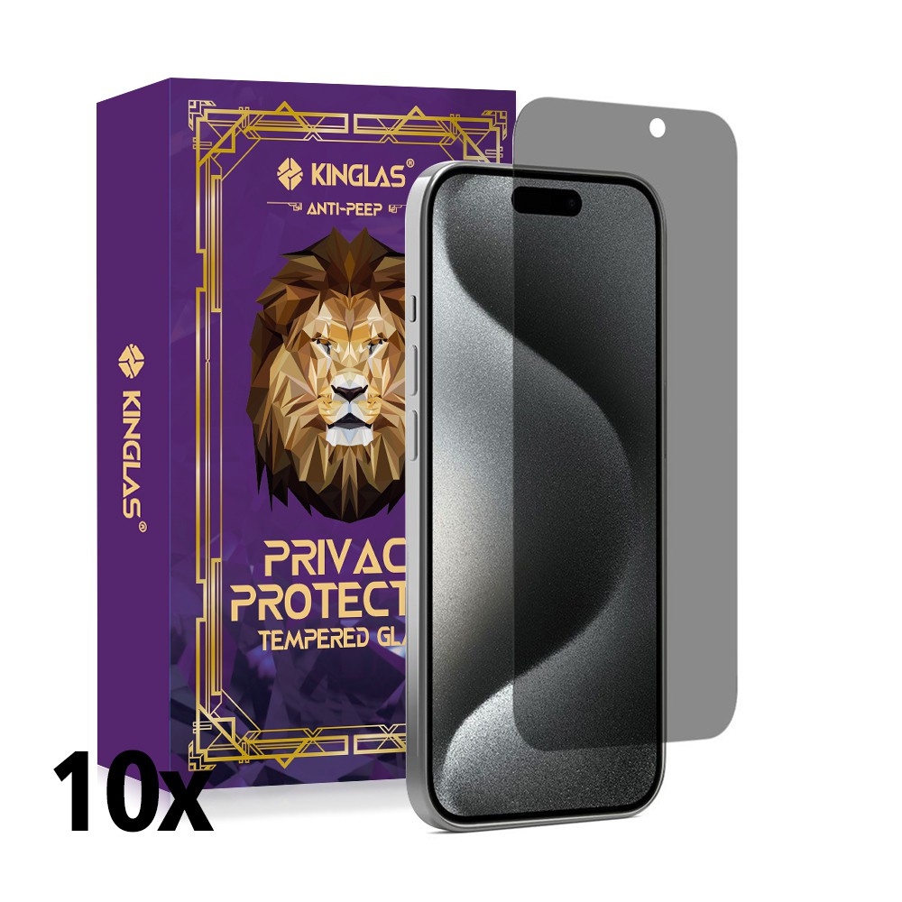 iPhone 16 Pro / 17 / 17 Pro Kinglas 10 Packs Privacy Tempered Glass Screen Protector