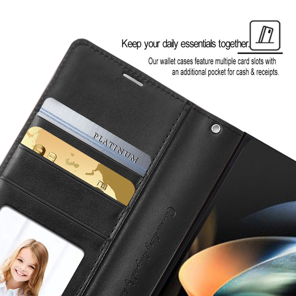 Hanman PU Flip Leather Wallet Case for Samsung Galaxy Z Fold 7-Rose Gold