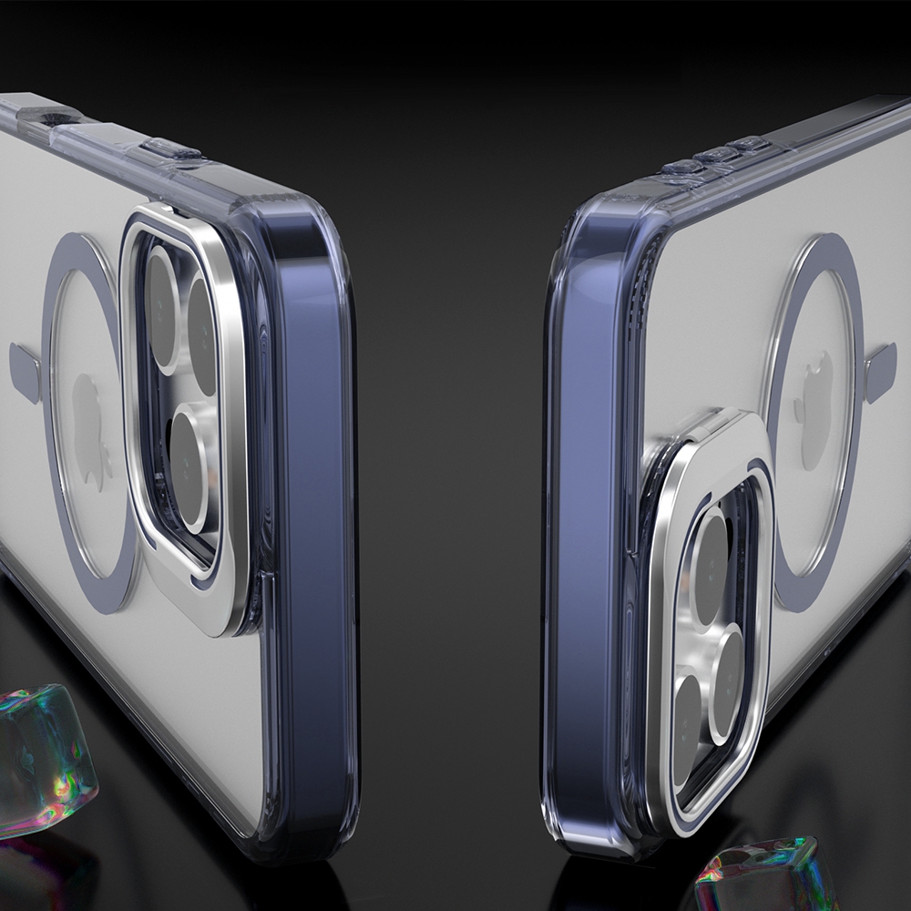REDEFINE Lens Flip Stand Transparent Magsafe Case for iPhone 16e-Black