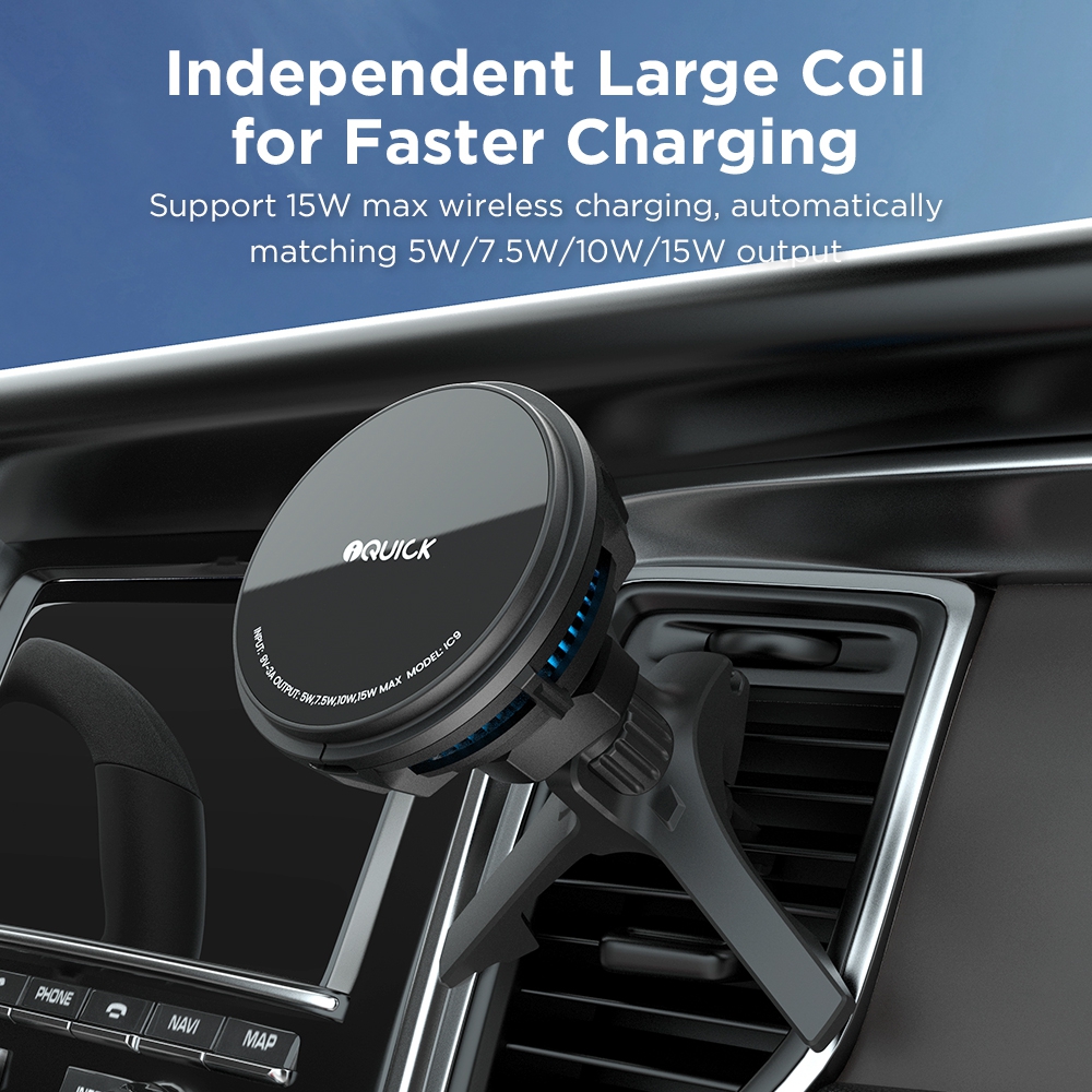 iQuick Magnetic Car Mount Charger with Cooling Semiconductor Radiator IC9 COOLGEAR 15W (IQUICK-C9)