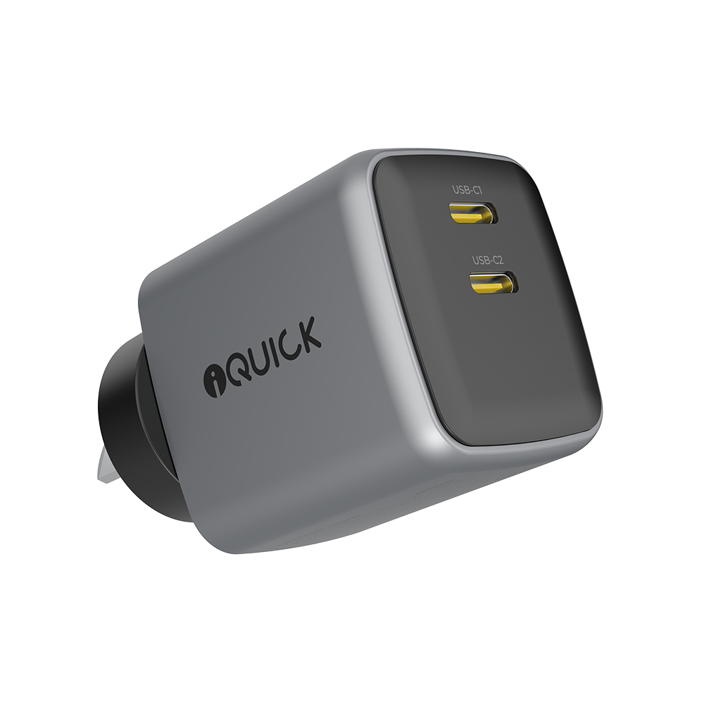 iQuick NANO ENERGY 2 30W PD3.0 Dual USB-C Ports Charging Adapter-White
