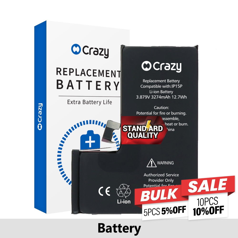 Crazy Improved Quality-iPhone 15 Pro Replacement Battery with Adhesive Strips 3274mAh (TI CHIP: 27546) (Cheapest Price)