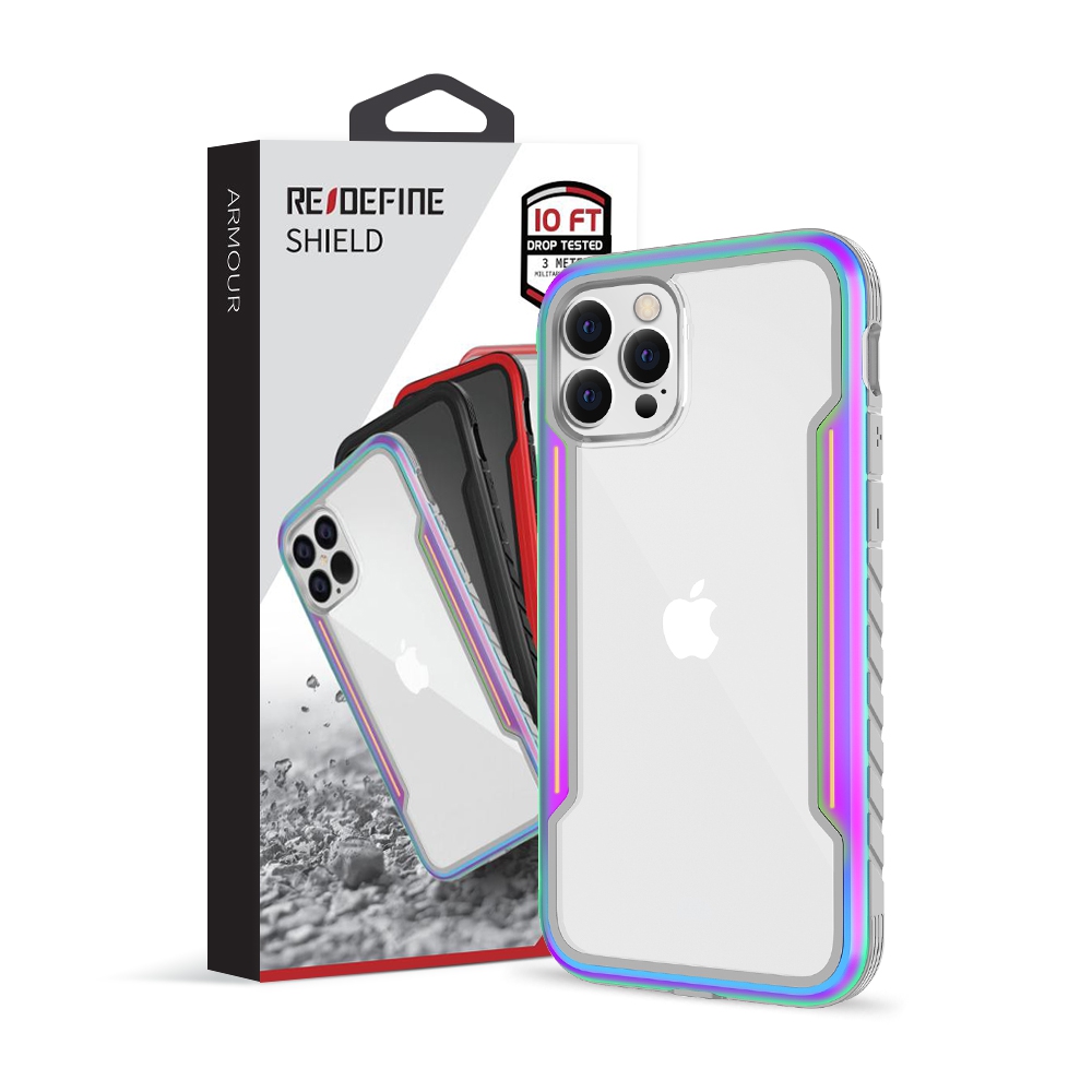 Re-Define Shield Shockproof Heavy Duty Armor Case Cover for iPhone 12 Pro Max (6.7'')-Black+Red