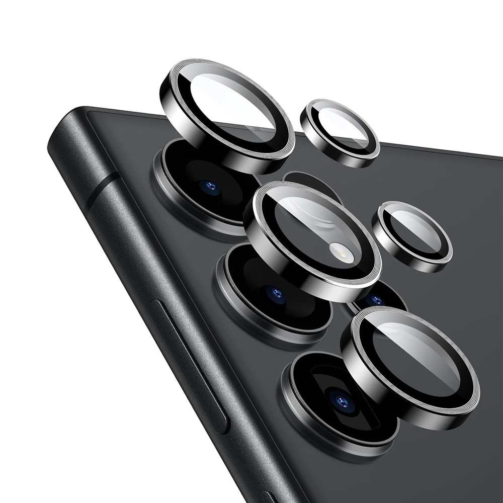 Kinglas Metal Ring HD Tempered Glass Camera Lens Protector Film*Samsung Galaxy S24 Ultra-Black