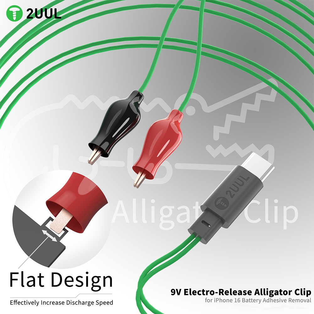 2UUL PW03 9V Electro-Release Alligator Clip with Type-C Port for iPhone 16 Battery Adhesive Removal