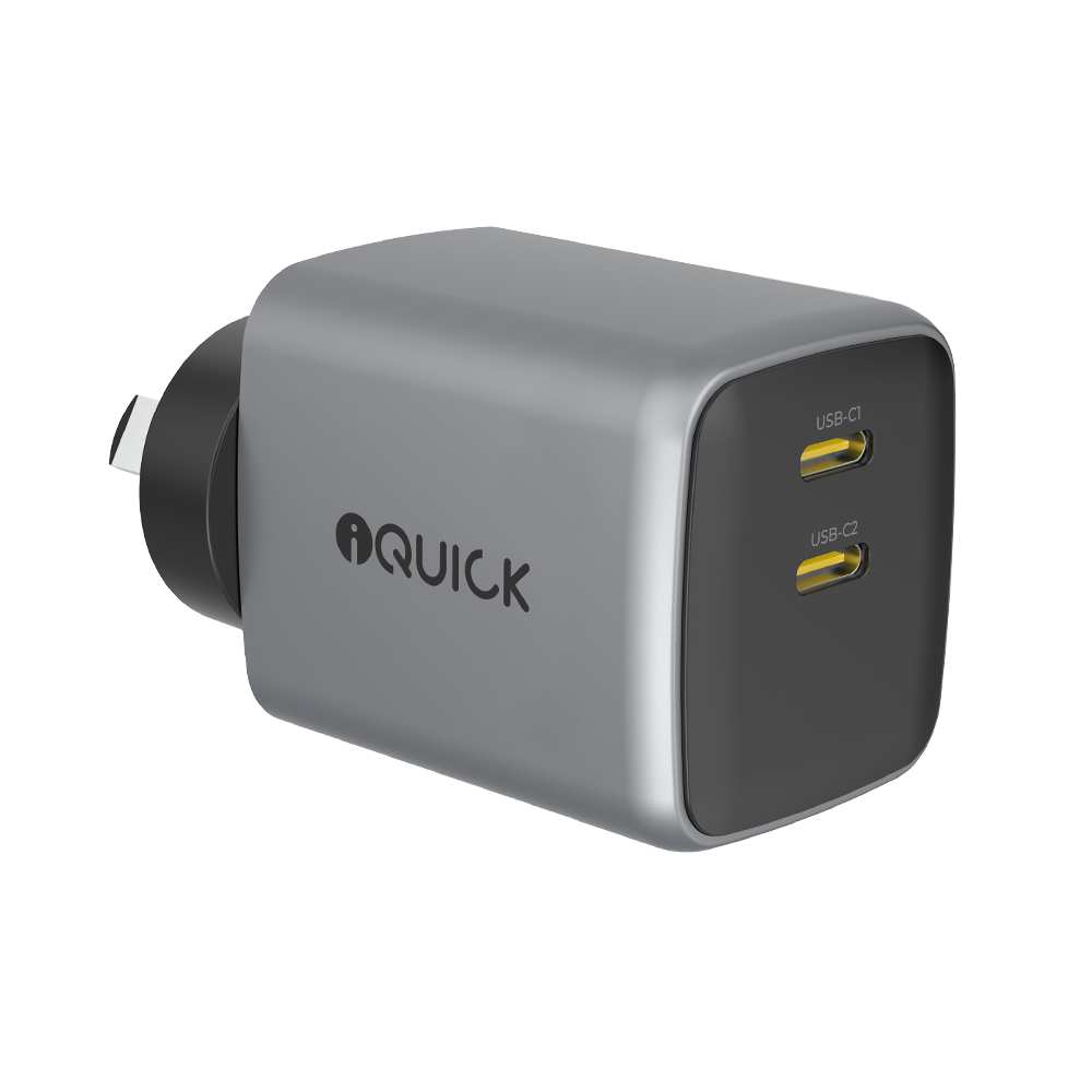 iQuick NANO ENERGY 2 45W PD3.0 Dual USB-C Ports Charging Adapter-White