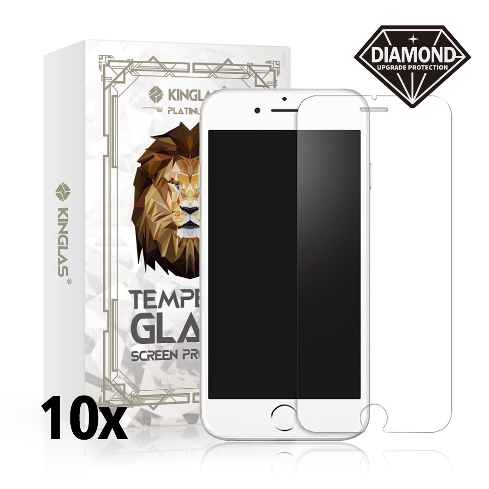 Kinglas 10 Packs Tempered Glass Screen Protector*iPhone 7 Plus / 8 Plus (Diamond Glass & Japan Glue Upgrade)