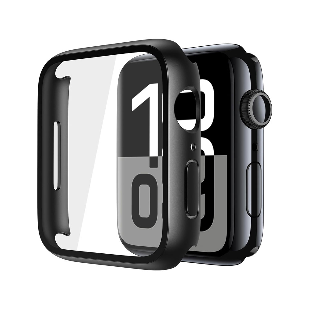Re-Define Hard PC Case with Tempered Glass Screen Protector for Apple Watch Series 10 46mm-Black