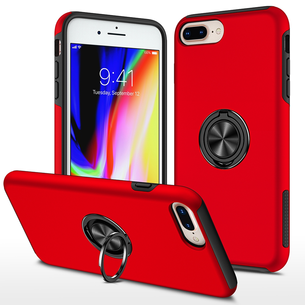 Magnetic Ring Holder Shockproof Cover Case for iPhone 6 Plus / 6S Plus / 7 Plus / 8 Plus-Black
