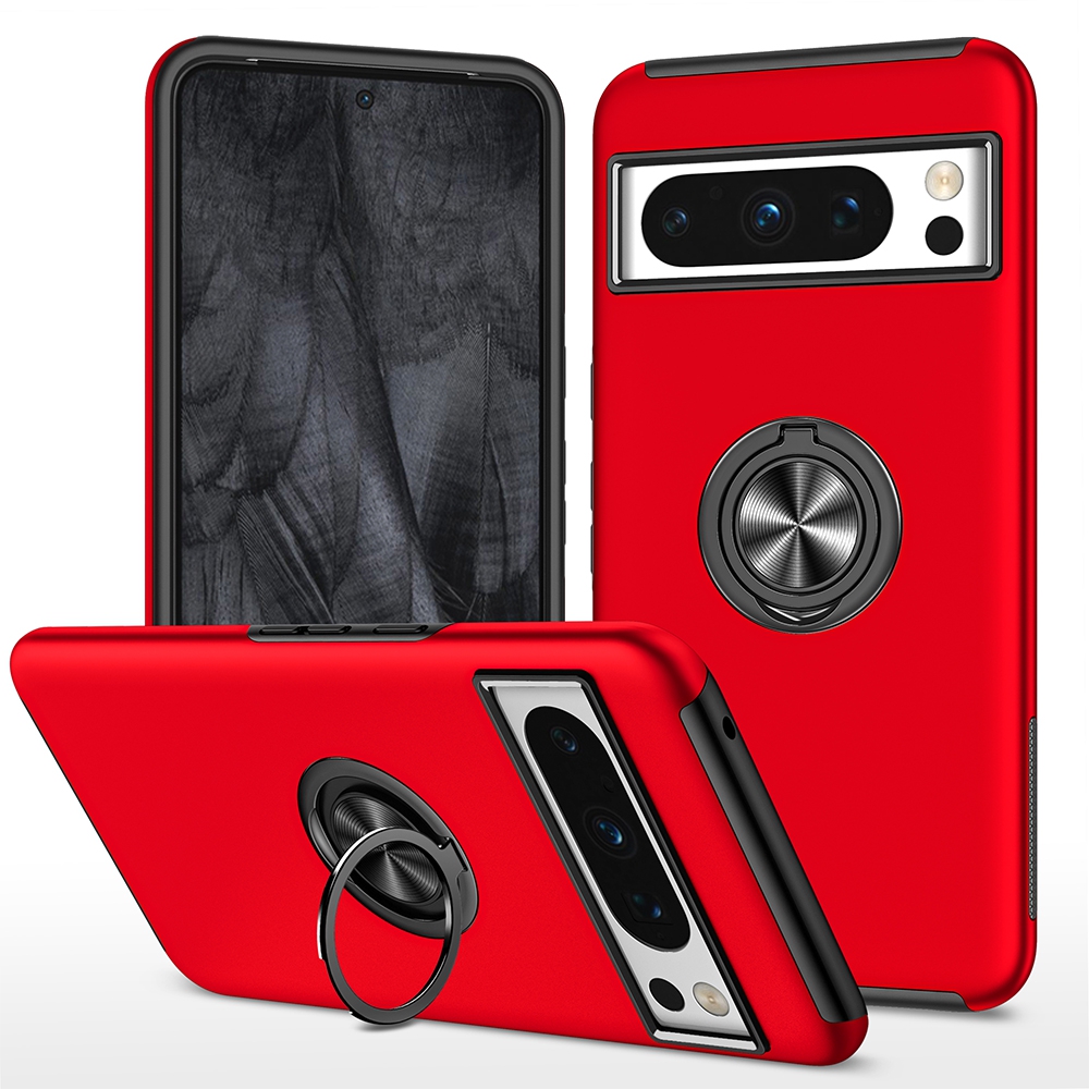 Magnetic Ring Holder Shockproof Cover Case for Google Pixel 8 Pro-Black