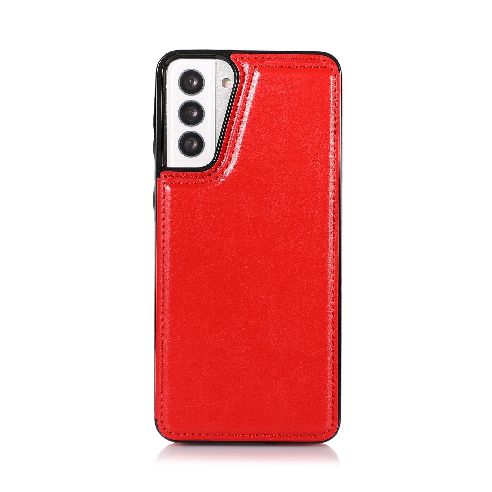Back Flip Leather Wallet Cover Case for Samsung Galaxy S21 Plus-Red