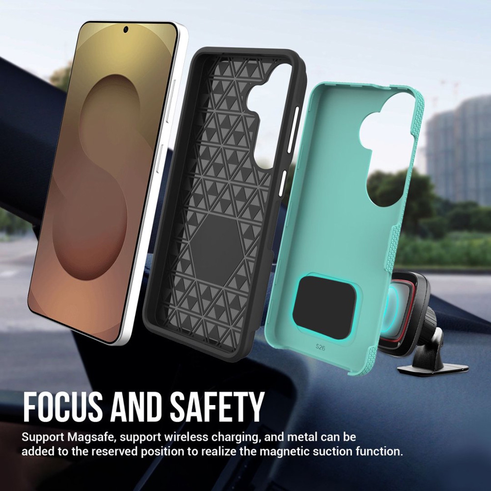 Rhinos Rugged Shockproof Case Cover With Magnetic Ring for Samsung Galaxy S26 Plus-Mint