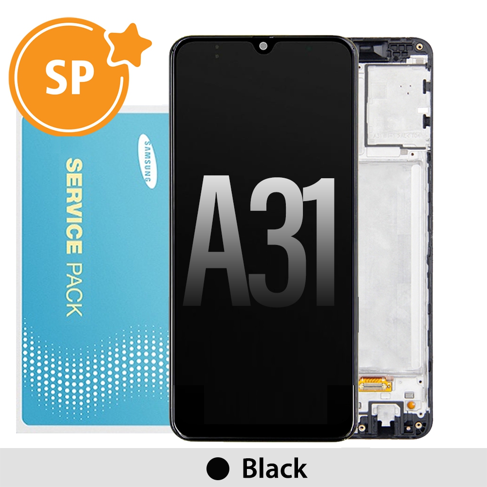 Samsung Galaxy A31 A315F OLED Screen Replacement with Frame GH82-22905A/22761A (Service Pack)-Black