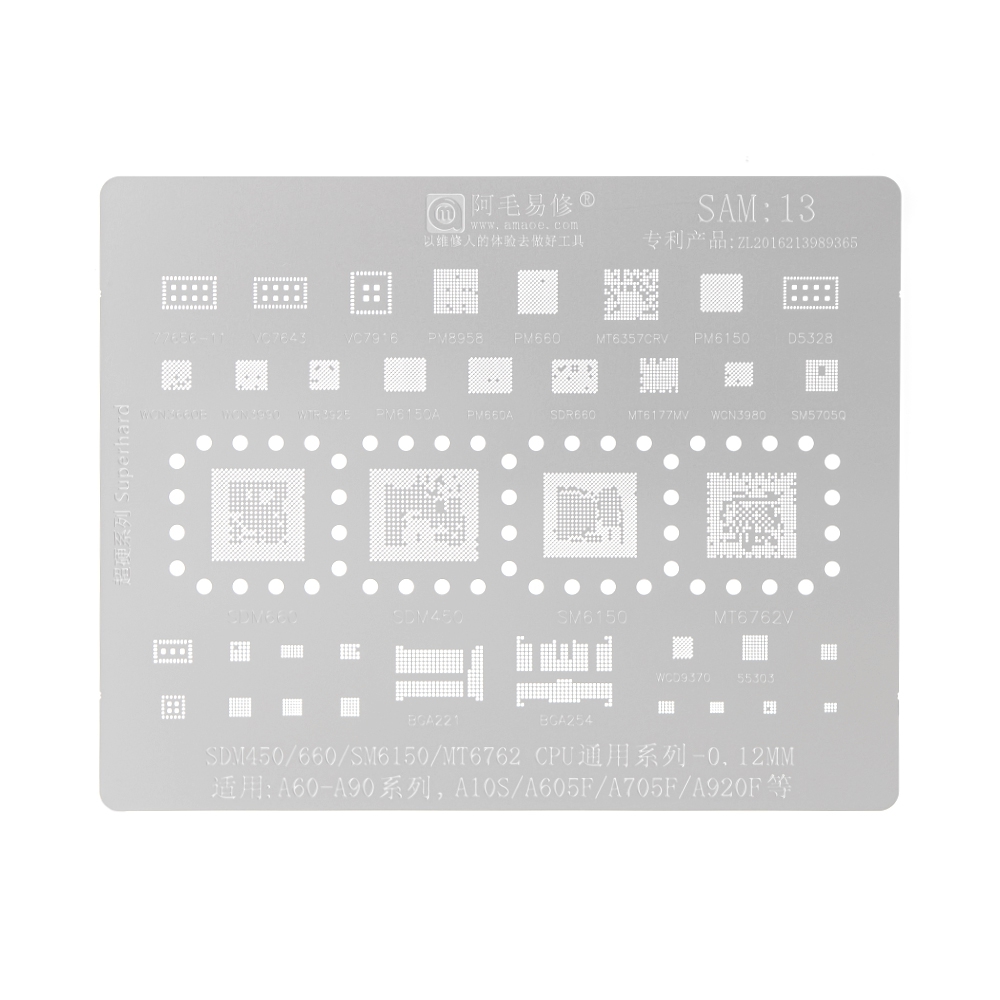 AMAOE BGA Reballing Stencil With CPU Position SAM13 for Samsung Galaxy A60-A90 Series etc