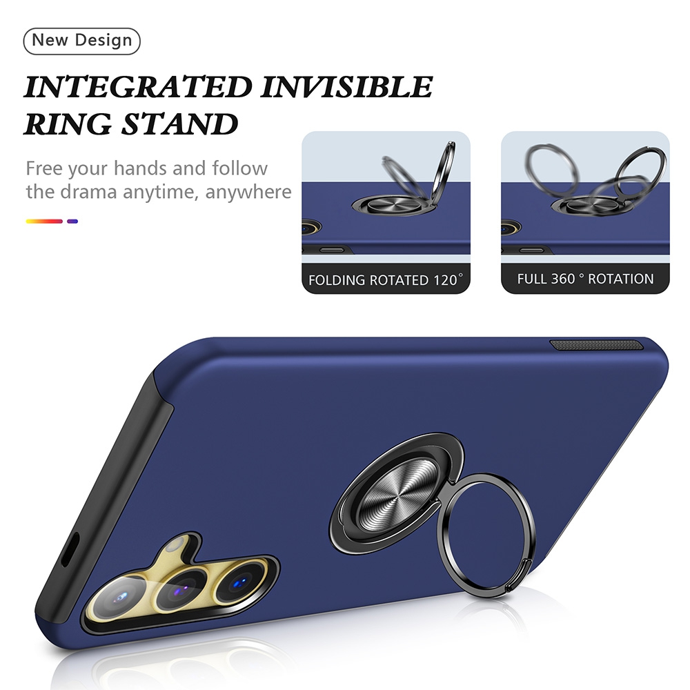 Magnetic Ring Holder Shockproof Cover Case for Samsung Galaxy S24-Black