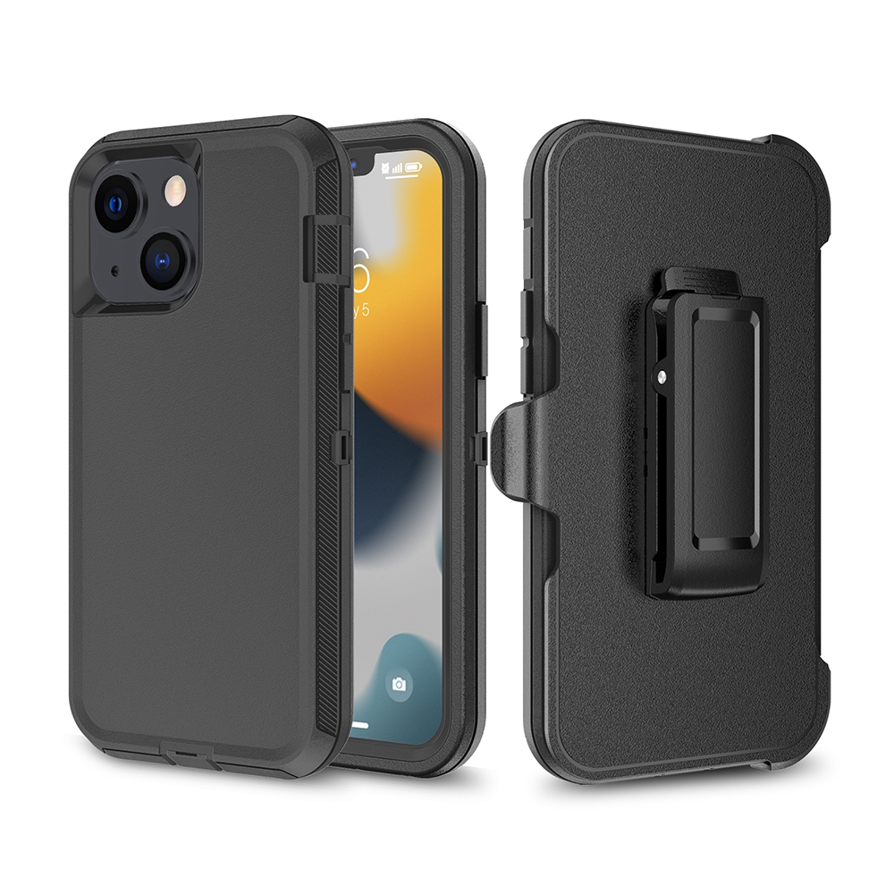 Shockproof Robot Armor Hard Plastic Case with Belt Clip for iPhone 12 / 13 mini-Navy