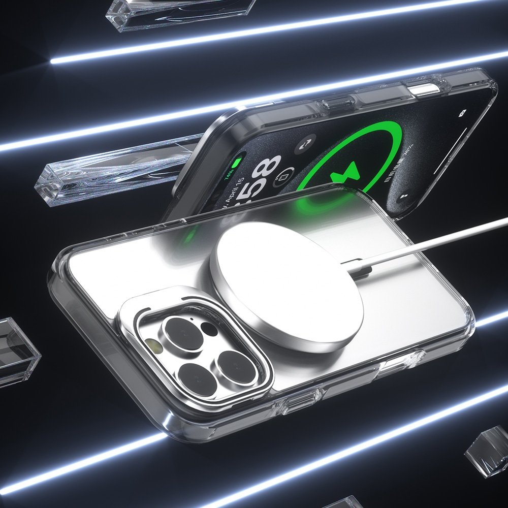 REDEFINE Lens Flip Stand Transparent Magsafe Case for iPhone 16e-Black