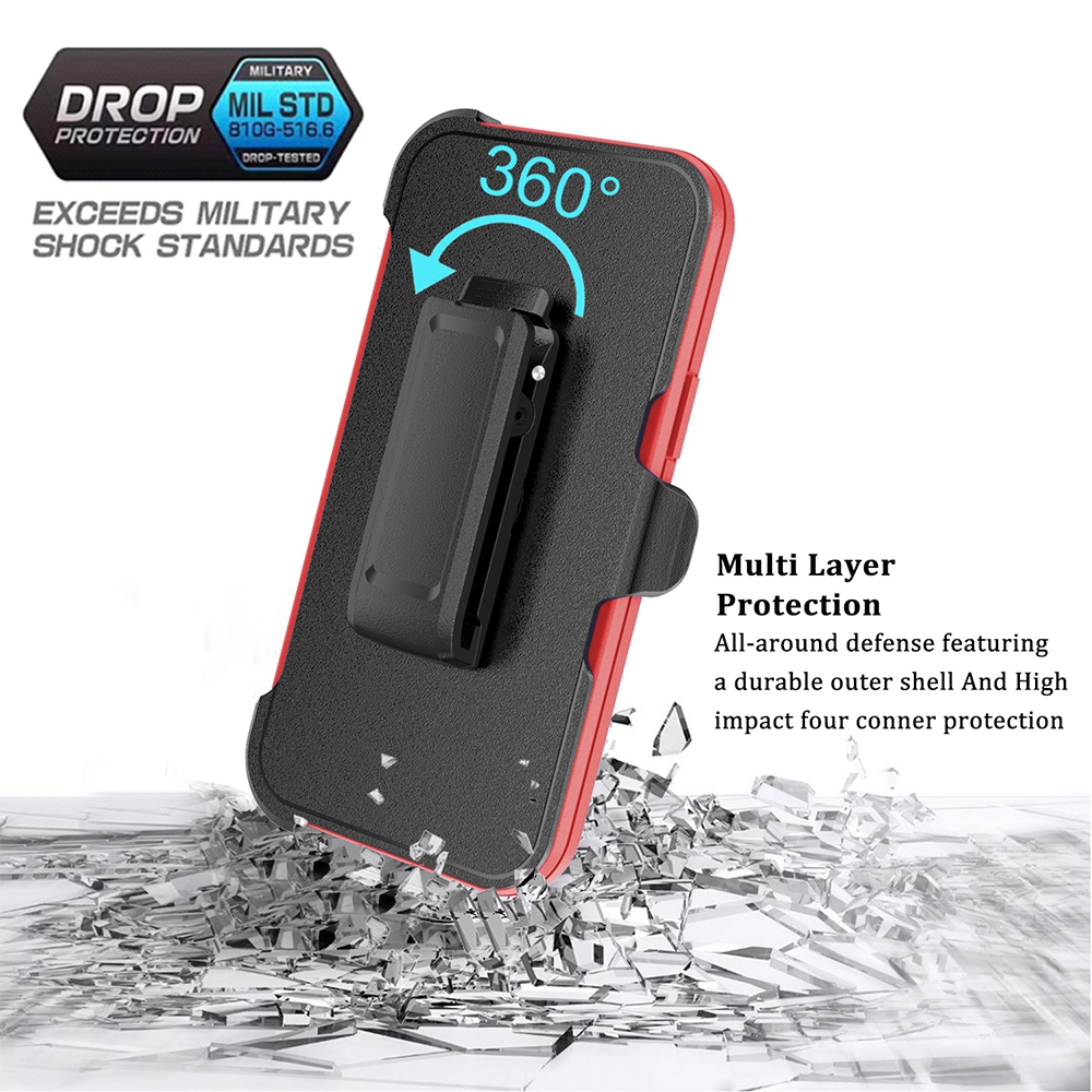 Shockproof Robot Armor Hard Plastic Case with Belt Clip for iPhone 12 / 13 mini-Navy