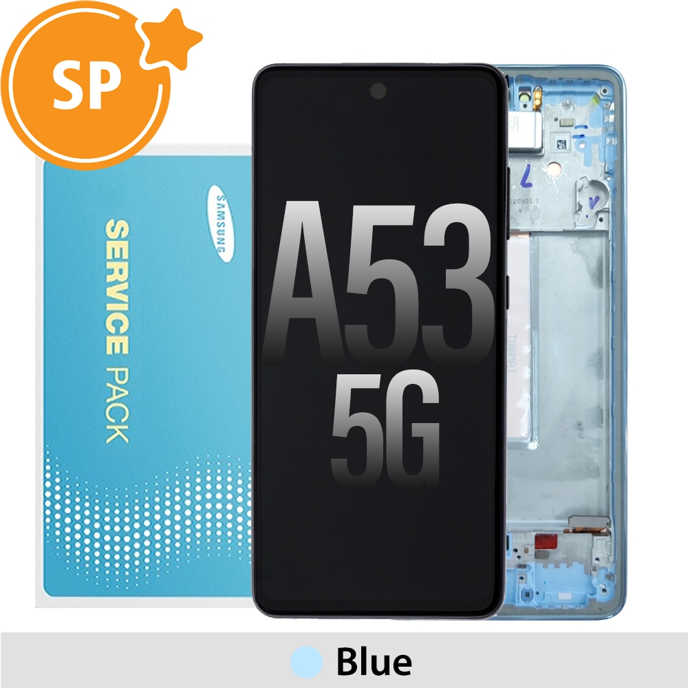 Samsung Galaxy A53 5G A536B / A536E OLED Screen Replacement with Frame GH82-28024C/28025C (Service Pack)-Blue